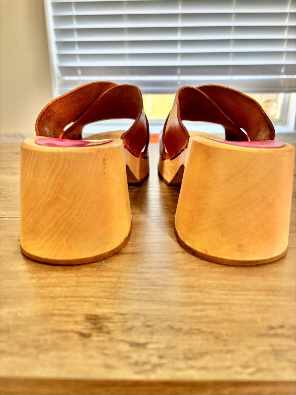 Swedish Hasbeens Anette High Tan Crossband Leather Clogs - Picture 3 of 16